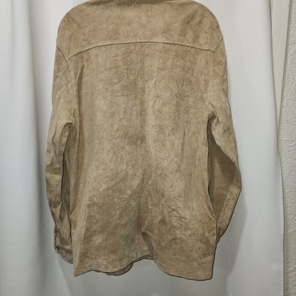 Tan Cream Suede Leather Jacket - Picture 3 of 3
